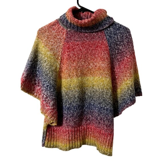 Once 1 Again Tie Dye Rainbow Short Sleeve Turtle Neck Sweater Size Large - Picture 4 of 5